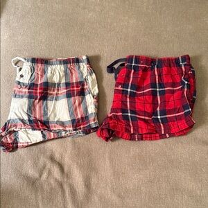 Stars Above Plaid Pajama Shorts Set - Red and Blue